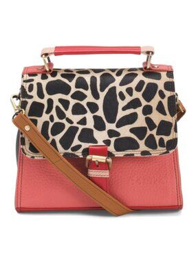 SORUKA Leather Vivian Animal Print Satchel
